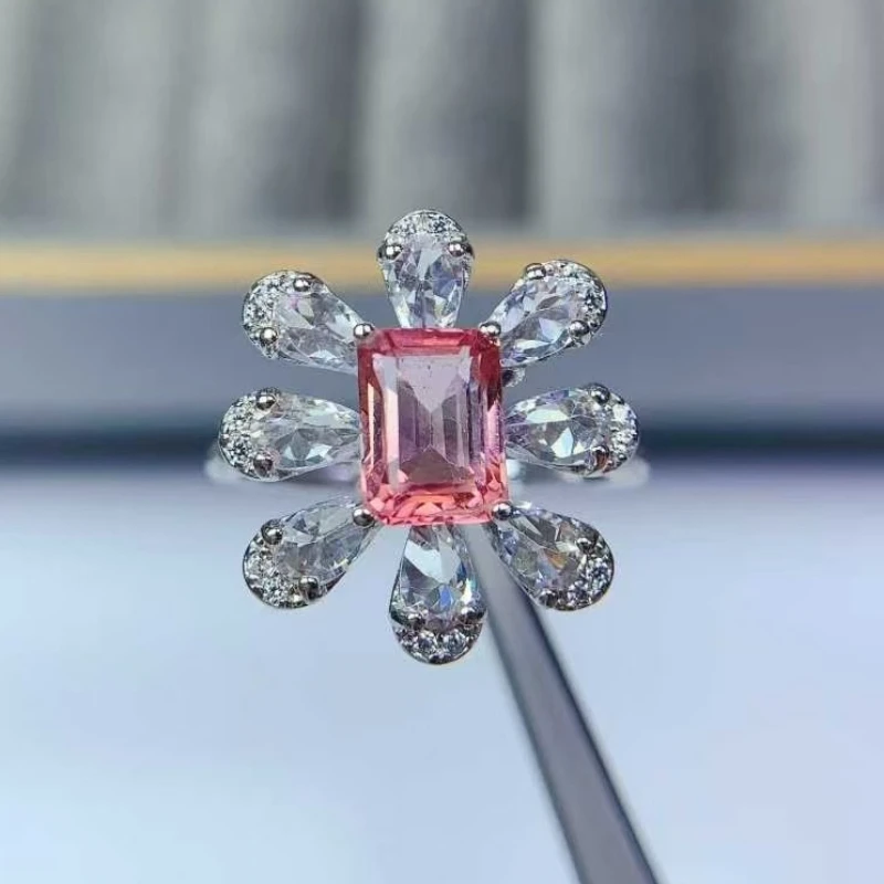 

Кольцо из натурального розового турмалина с сертификатом, 5 мм*7 мм, 1 карат, серебро 925 пробы с позолотой, подарок на день рождения для женщин