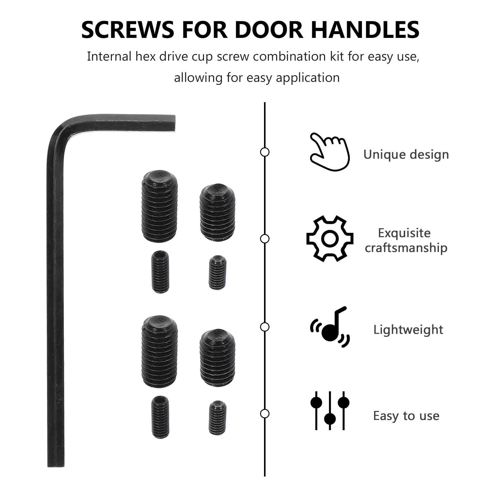 

Steel Screws Assortment Kit M2-8 Sizes For Door Handles Light Fixtures Cup-Point Set Screw Black Internal Drive Without Head
