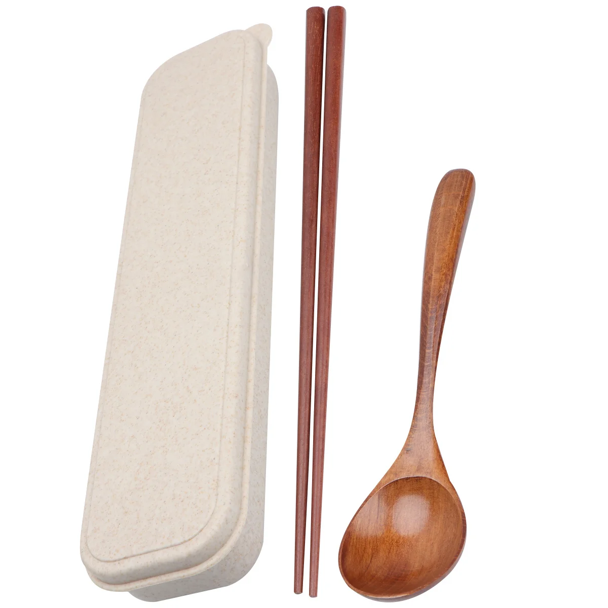 

3 Pcs Spoon Travel Serving Utensils Convenient Cutlery Wooden Outdoor Dinnerware Kit