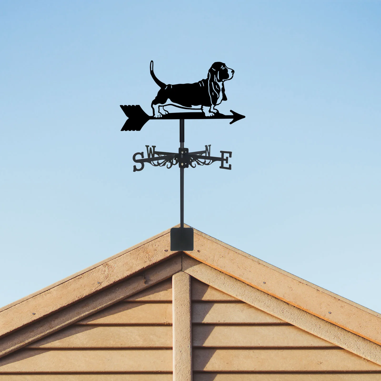 Basset Hound Weathervane Silhouette Art Black Metal Pet Dog Wind Vanes Outdoors Decorations Garden For Roof Yard Building