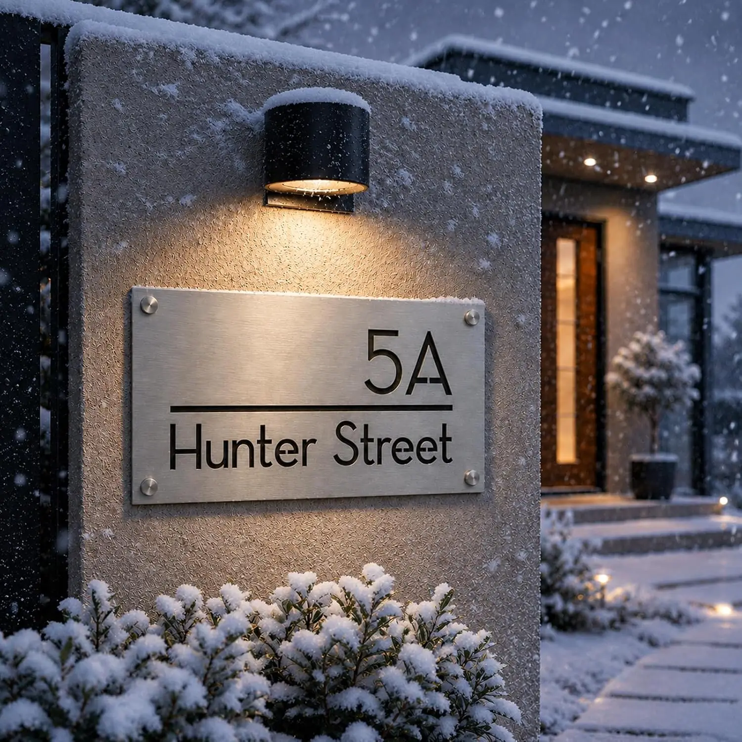 Brushed Steel Outdoor Plaque House Number Sign