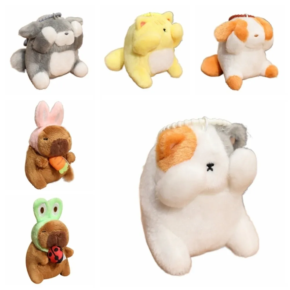 Backpack Pendant Stuffed Shy Cat Dog Keychain Animal Soft Capybara Plush Pendant Cute Funny Plush Doll Pendant Birthday Gifts
