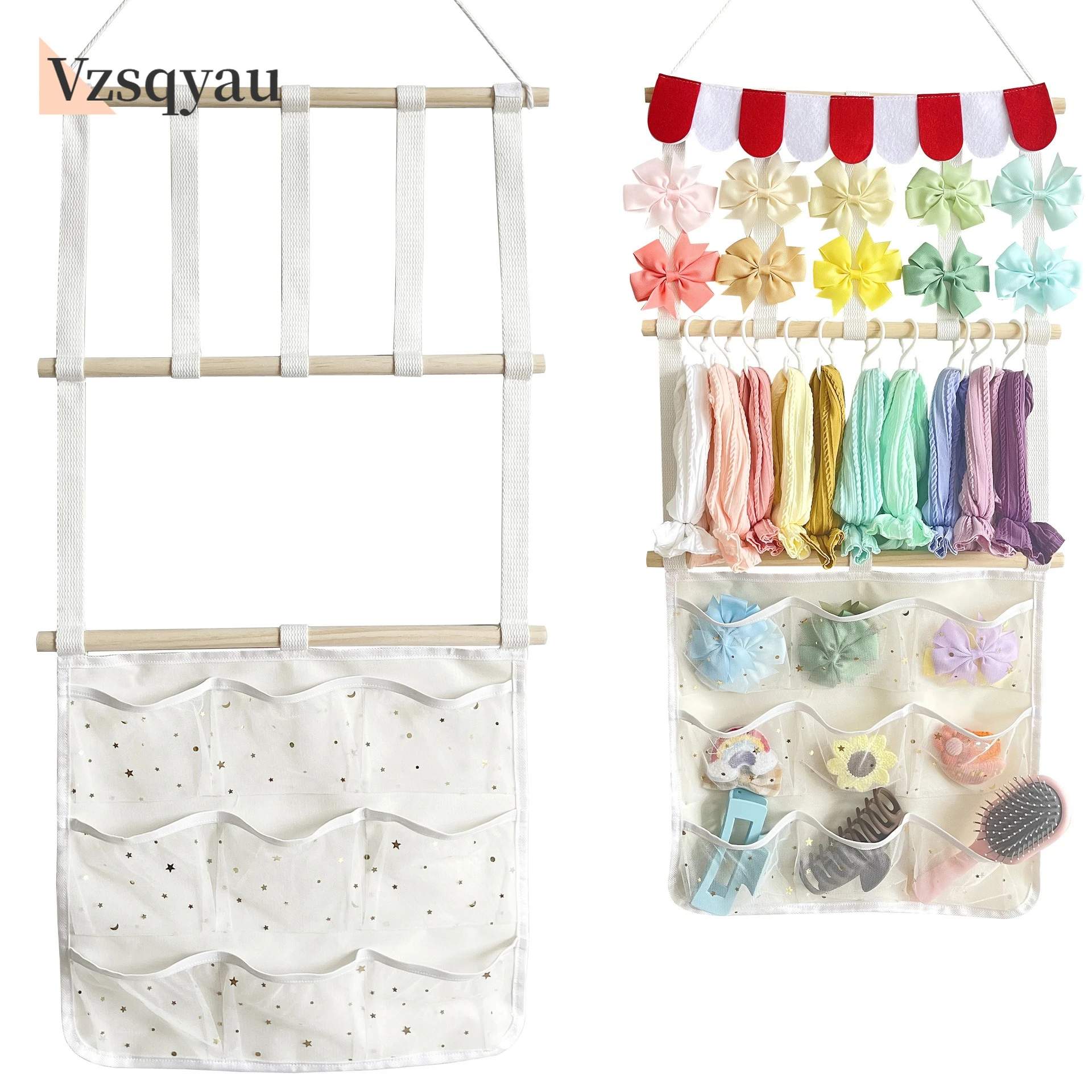 

Hair Clips Hanger Storage With Hooks, Wall Hanging Decor For Nursery Room 1Pc Hair Bows Holder Headband Organizer For Kid Girls