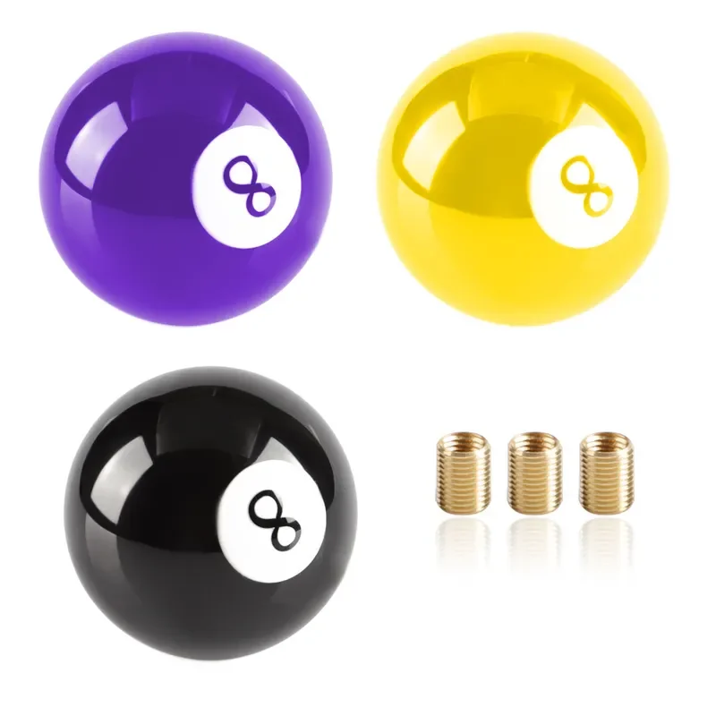 for No. 8 Billiard Ball Black Gear Shift Knob with Aluminum Adapter Car Modification Manual Transmission Shifter Handle
