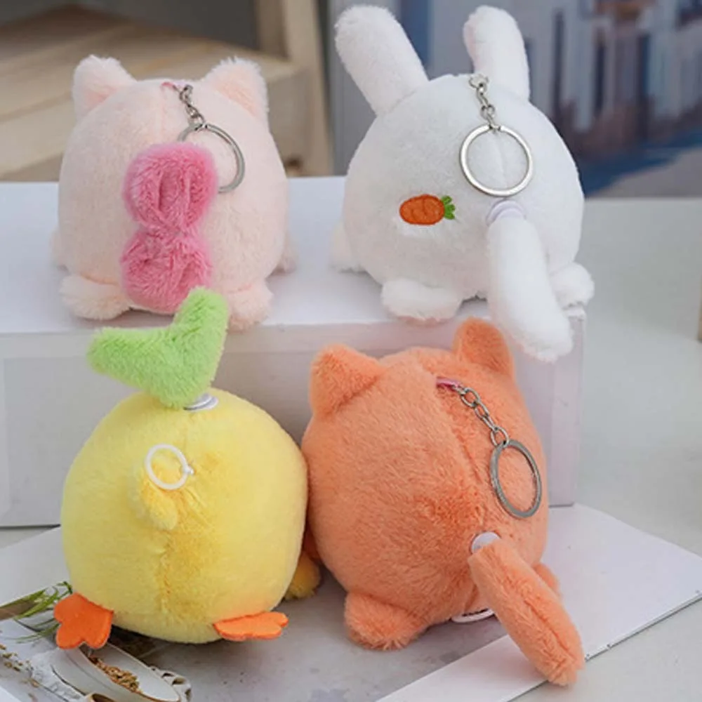 PP Cotton Rotate Tail Plush Toy Mental Rabbit Pink Pig Plush Keychain Beeping Simulation Love Animal Pendant Backpack