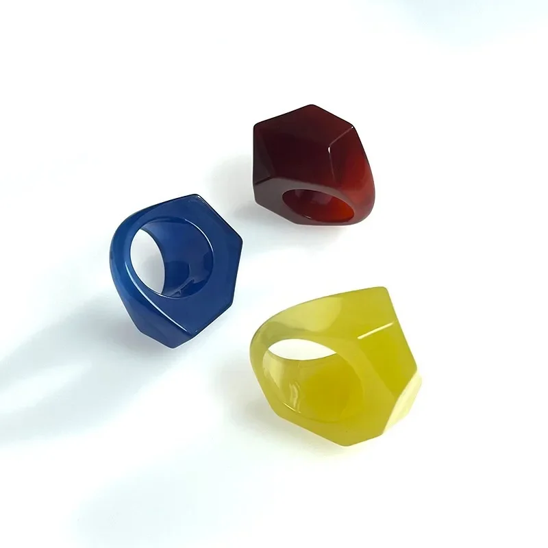 

Irregular Acrylic Resin Large Ring for Women Three-dimensional Wide Resin Geometric Party Daily Chunky Jewelry