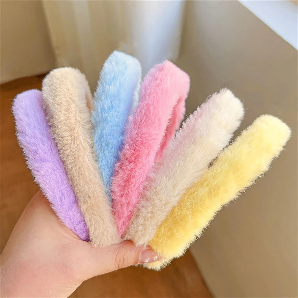 Soft Plush Headbands Girls Sweet Furry Hair Bands Hair Hoop Women Fashion Simple Solid Color Headwear Korean Hair Accessories