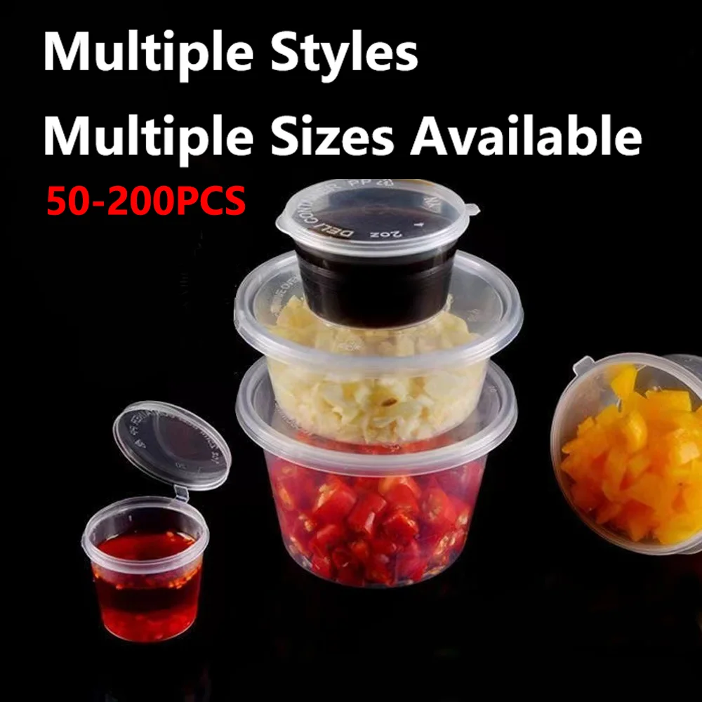 

50-200pcs Leak-proof Sauce Cups with Lids, Sealed Reusable Condiment Containers, Portable Dip Box for Picnic, Takeaway, Party