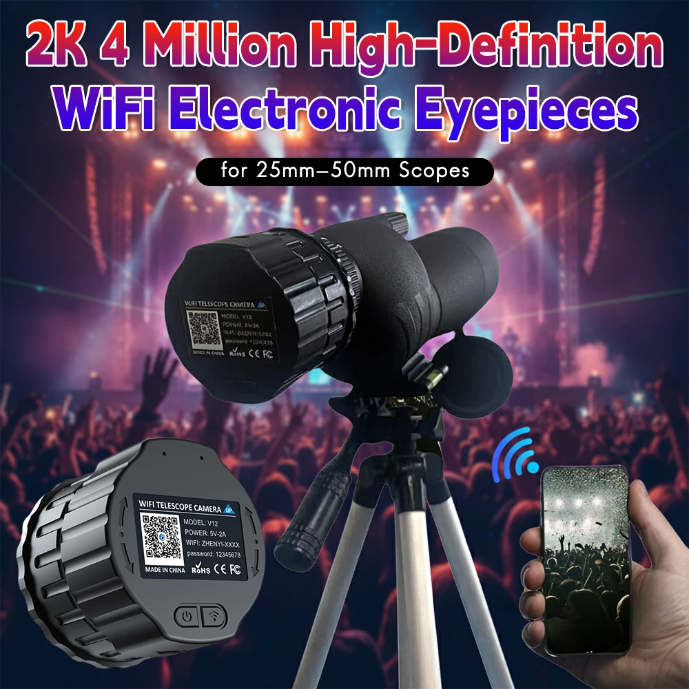 

Электронная камера-окуляр для телескопа 2K 4 Мп с Wi-Fi, для наблюдения за птицами, совместима с объективами 25-50 мм