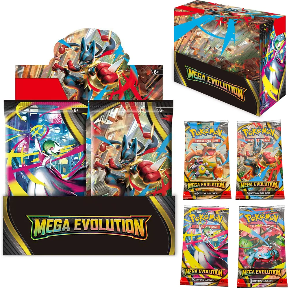 

360 шт., карта покемонов MEGA EVOLUTION Lucario Prismatic Evolutions, игра с героями мультфильмов, английский усилитель, боевая карта, подарок