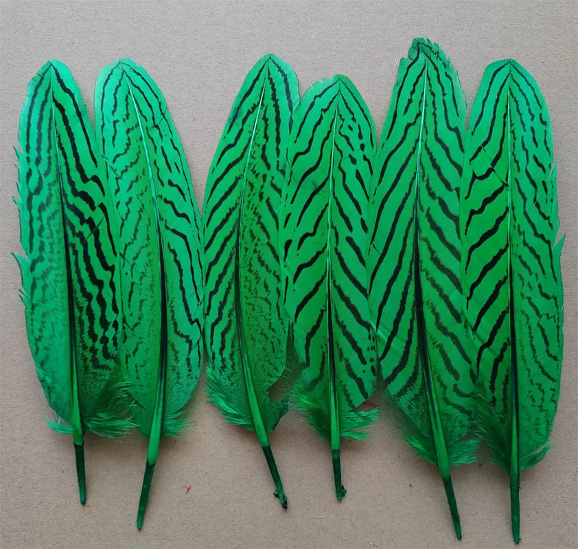 

15 шт./лот! Круглые перья фазана зеленого и красного, серебряного цвета 6-8 дюймов, 15-20 см -- Ремесло и завязка мух, перья на Хэллоуин