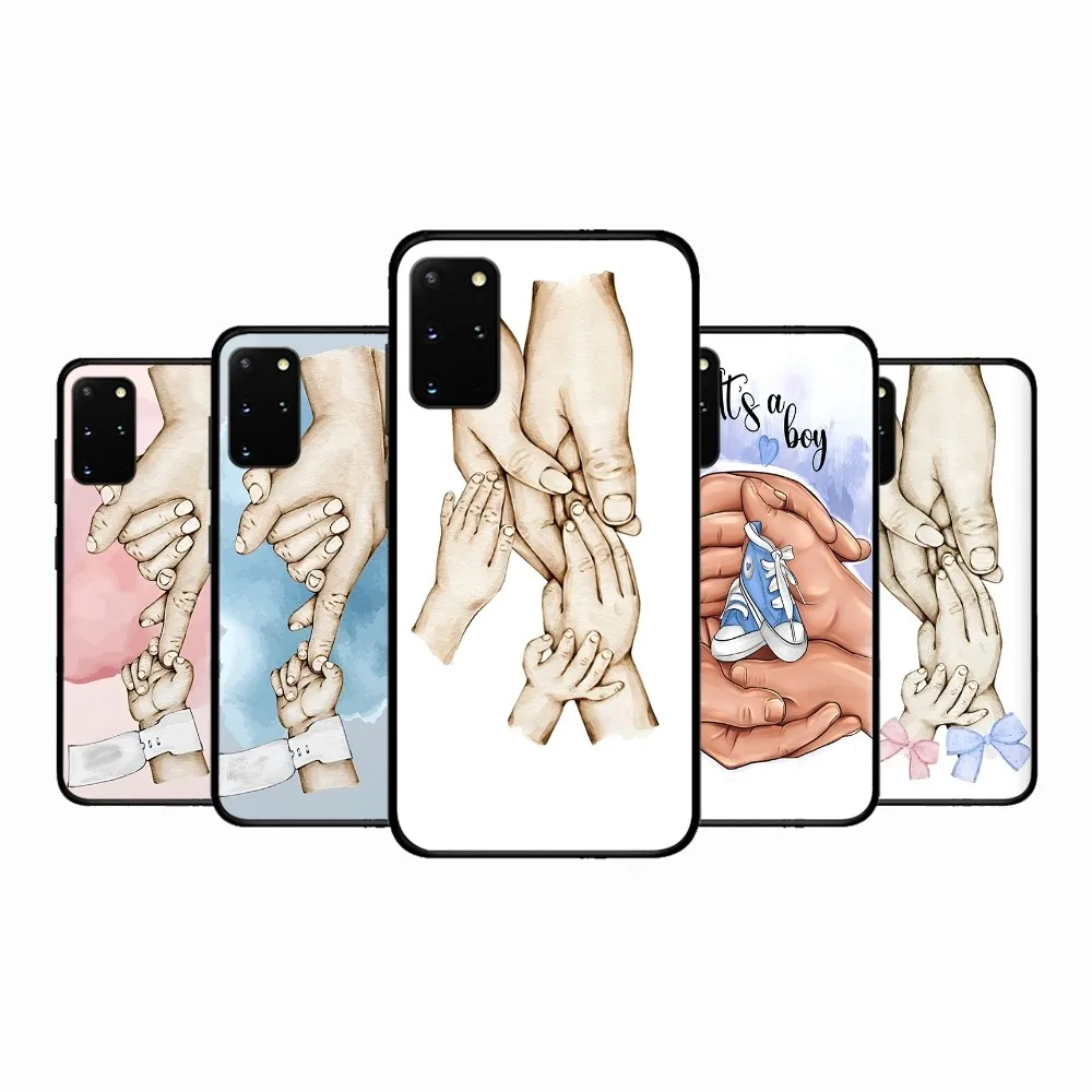 

Baby Mom daughter Son Dad Hand Phone Case For Samsung S 9 10 20 21 22 23 30 23plus lite Ultra FE S10lite Fundas