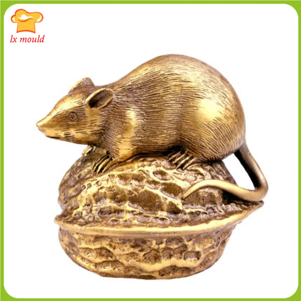 

LXYY Walnut & Rat Silicone Mould Home Decoration Plaster Candle Soap Chocolate Soft Silicone Mold