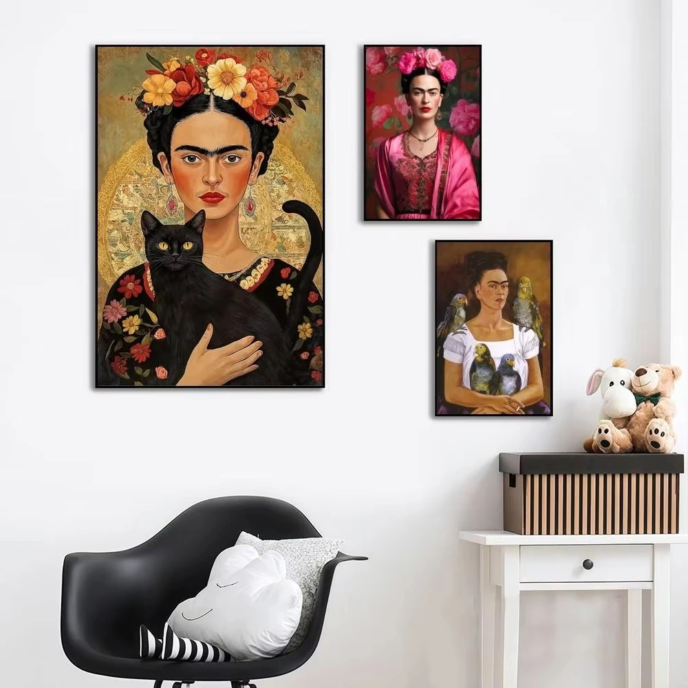 Oil Painting By Numbers Black Cat Flower Mexican Feminist Figure Decor Picture For Living Room Bedroom Home Wall Decor No Frame