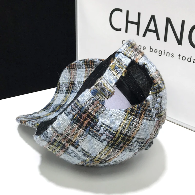 Checkered Baseball Cap Women\'s Spring and Autumn Vintage Caps Men\'s Broken Hole Street Casual Sun Hat Couple\'s Hard Top Hat