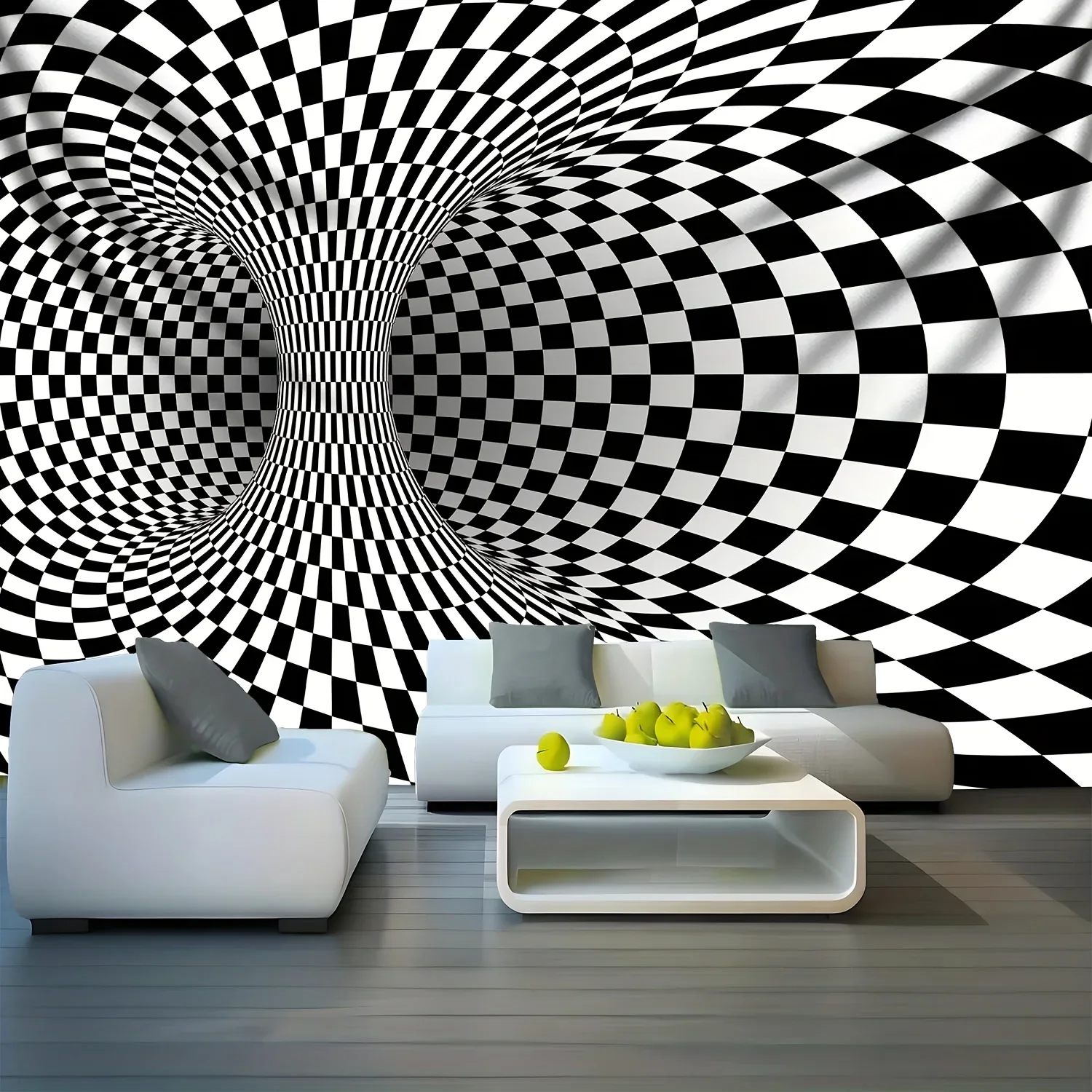 HD-Hypnotic Op Art Spiral Grid Tapestry, 3D Visual Effect Wall Hanging for Room Decor, Photo Backdrop or Party Decoration