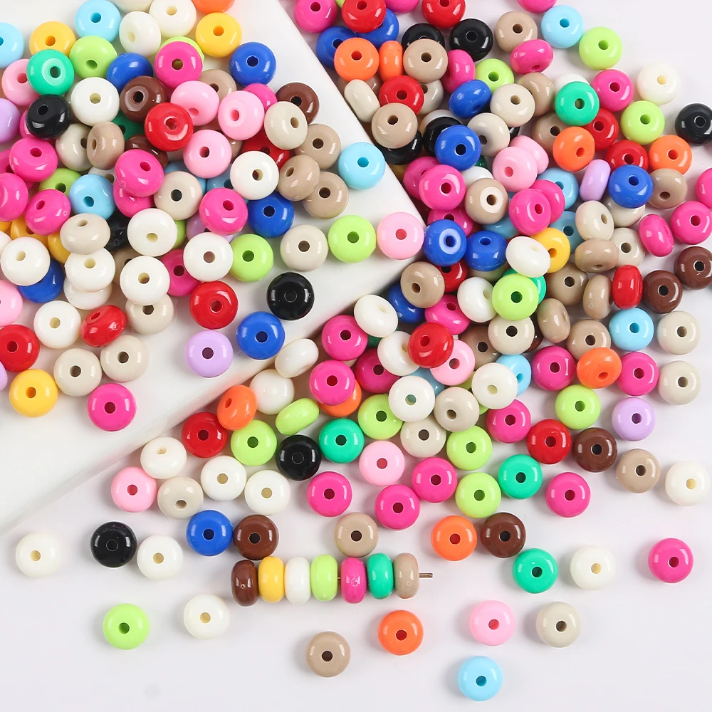 50pcs Acrylic Colourful Rounded Loose Beads Diy Necklace Bracelet Mobile Phone Chain Jewellery Accessories Supplies For Jewelry