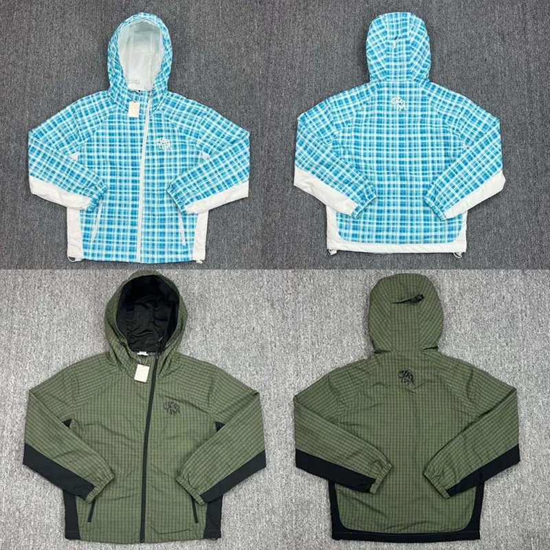 

High-quality Mertra Hooded Windbreaker Streetwear Daily Casual Men's Fashionable Bevel Zipper Checkered MERTRA Jackets Outerwear