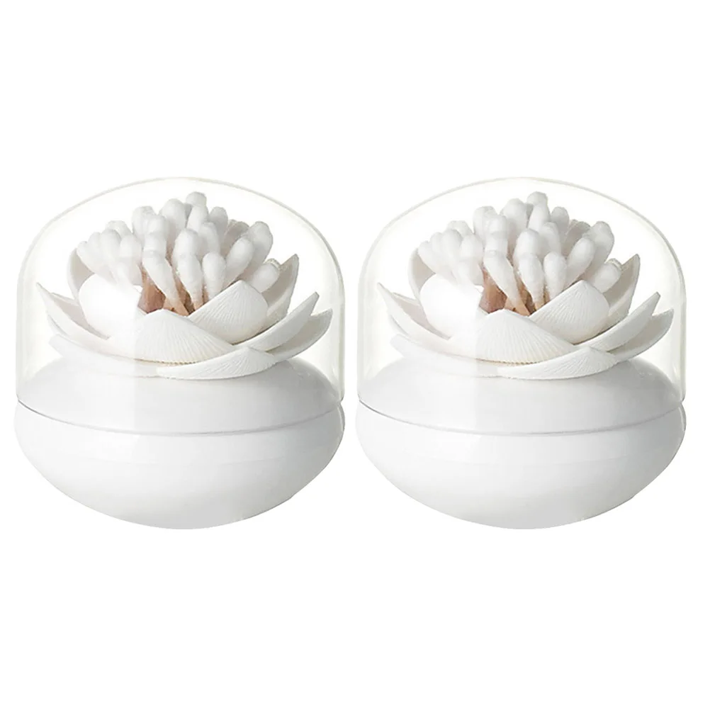 

Cotton Swab Holder Toothpick Case Transparent Lid Tidy Clean Dust Water Resistant Storage Box Dispenser Home Bathroom Decor