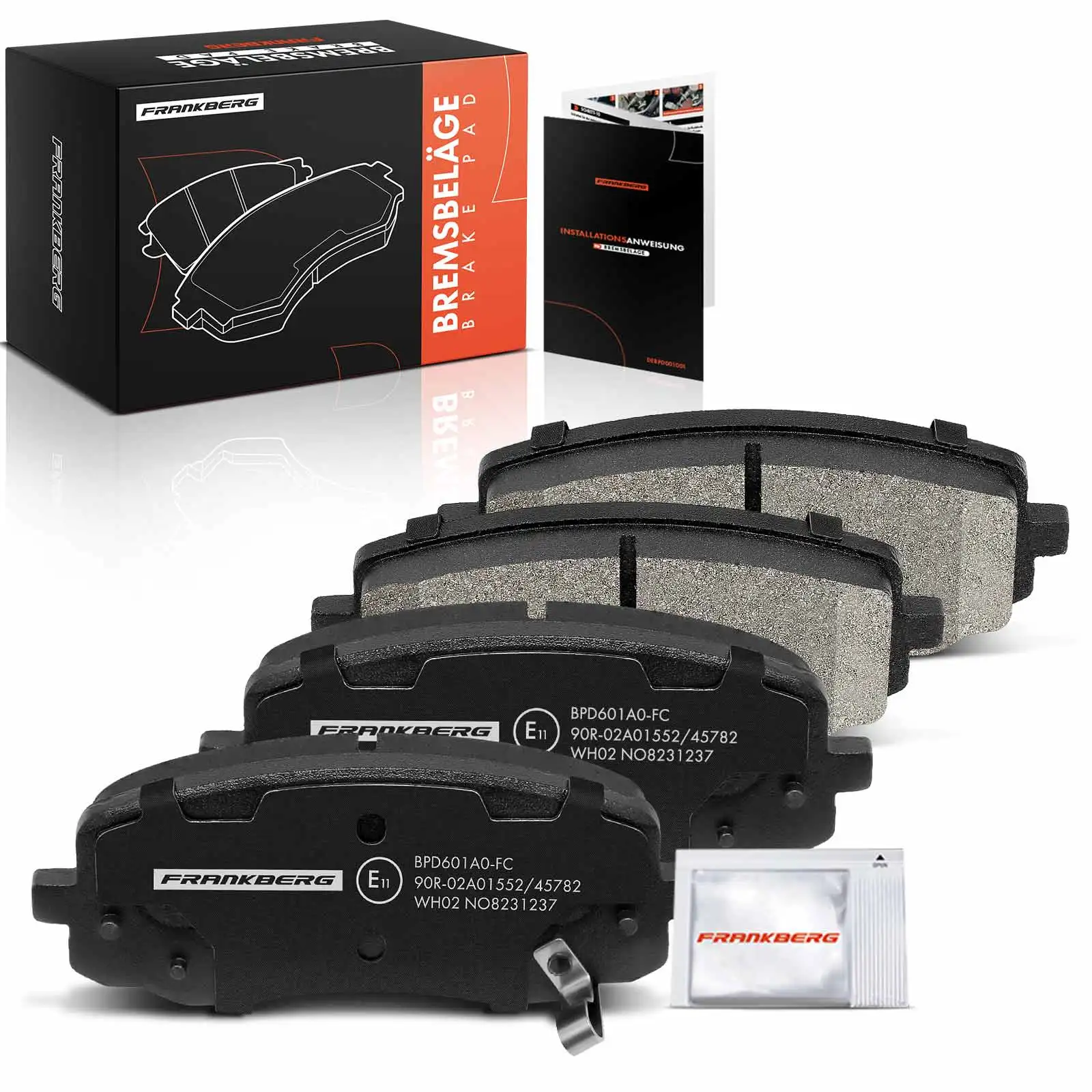 Frankberg 4x remblokken voor voor Hyundai i10, i20; KIA Picanto 1.0L, 1.1L, 1.2L, 2004–2014; 581010XA01, 5810107A10