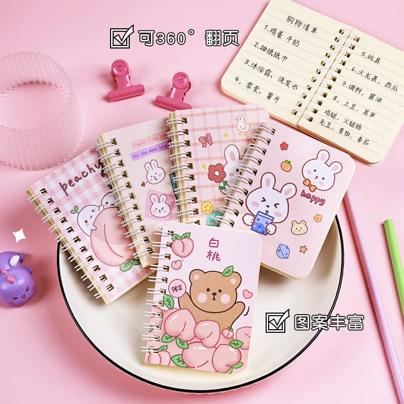 Children'S Cartoon Coil Notebook Girl Portable Mini Pocket Notebook Notepad Student Small Diary Book Planner Agenda Memo Pad