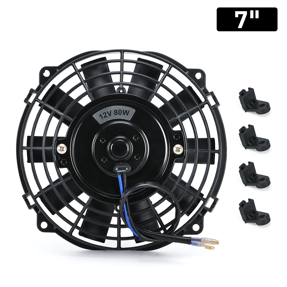 7 9 10 12 13 14 Inch Universele 12V 80W Slanke Omkeerbare Black Blade Elektrische Koeling Radiator Auto fan Montage Kit