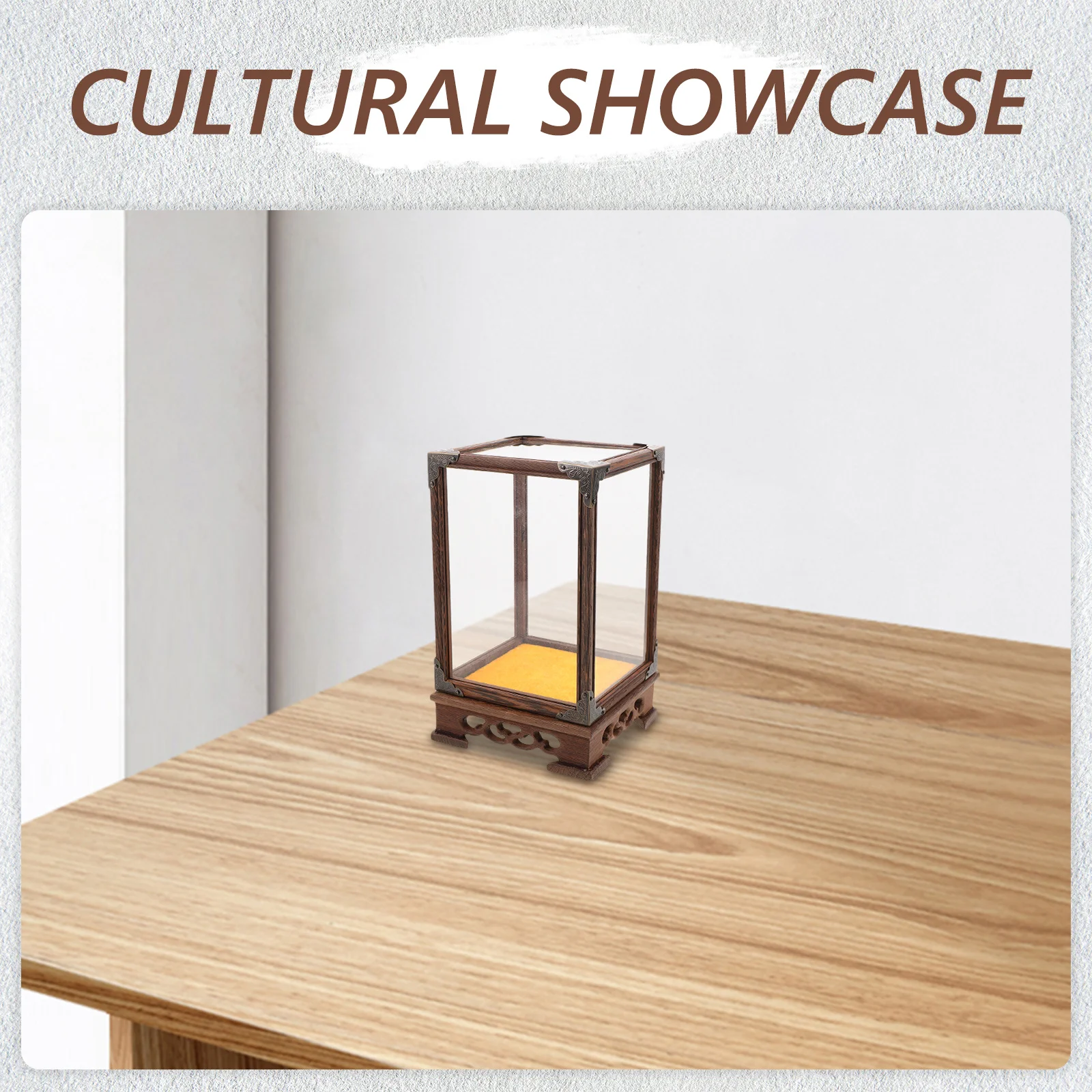

Transparent Glass Display Box Wooden Frame Showcase for Collectibles Artware Storage Desktop Display Case Home Decoration