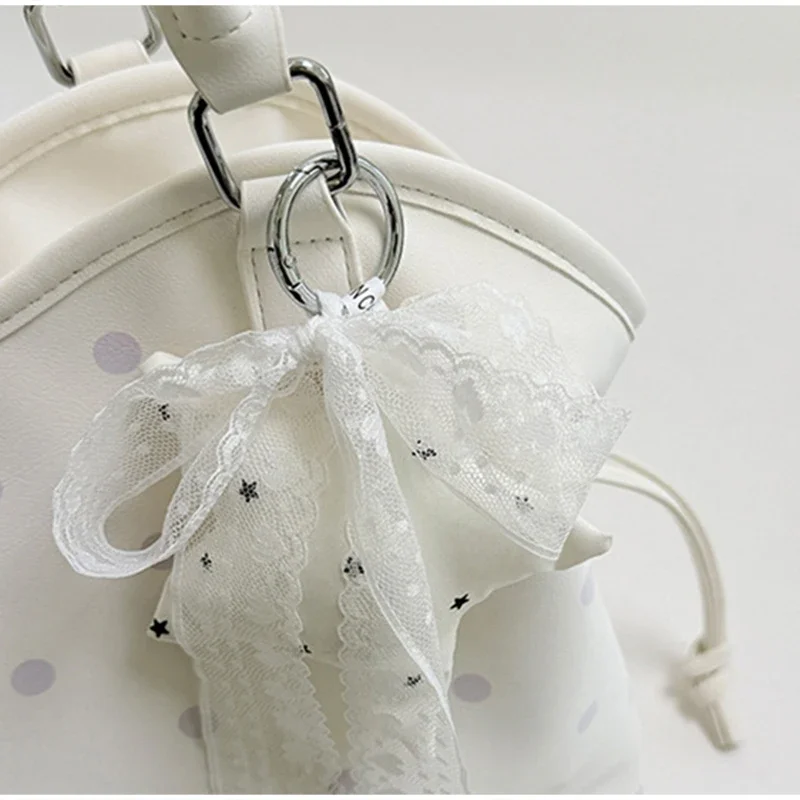 Koreanische große Canvas-Tragetasche mit Polka-Dot-Sternmuster, süße, edgy Schultertasche im Ballett-Schleifen-Stil, vielseitige Damen-Handtasche für den Arbeitsweg – Detail 2