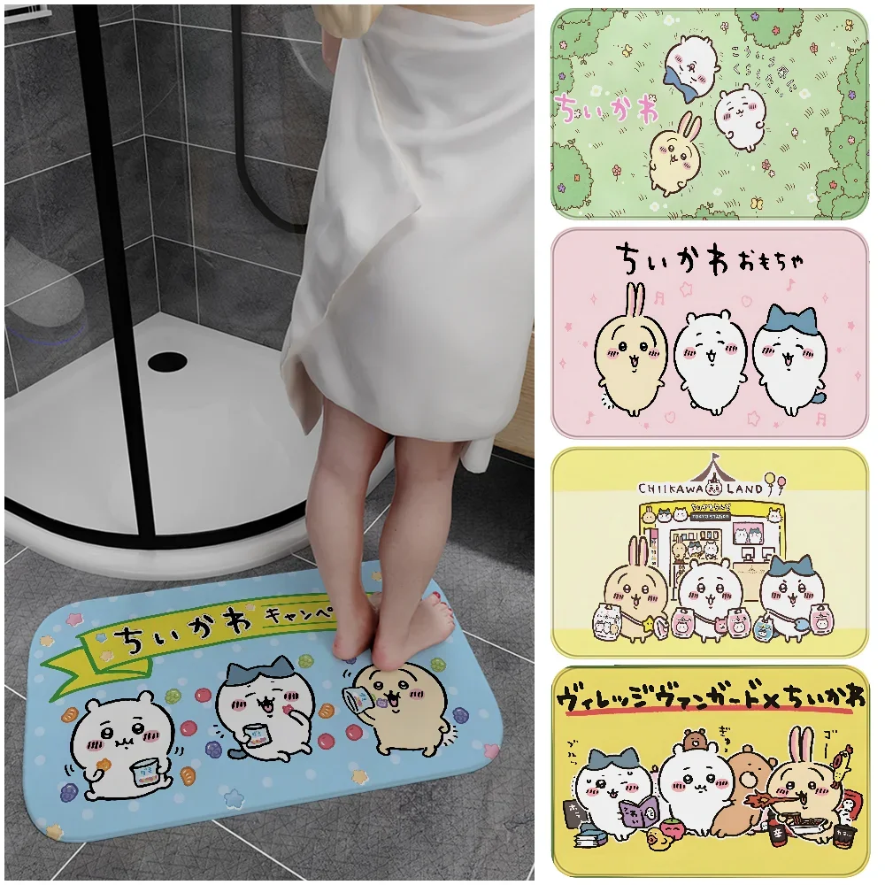 

1PC Cute Cartoon C-Chiikawa Floor Mat Entrance Door Mat Anti-slip Home Soft Front Door Indoor Outdoor Mat Household Carpets