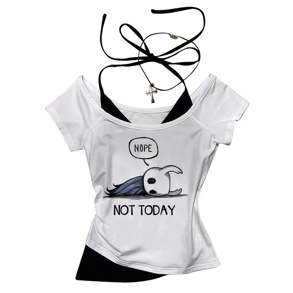Hollow Knight shirt girl Grunge hip hop Trendy aesthetic Y2k shirt 2000s Retro Vintage Comfortable kawaii korean clothes