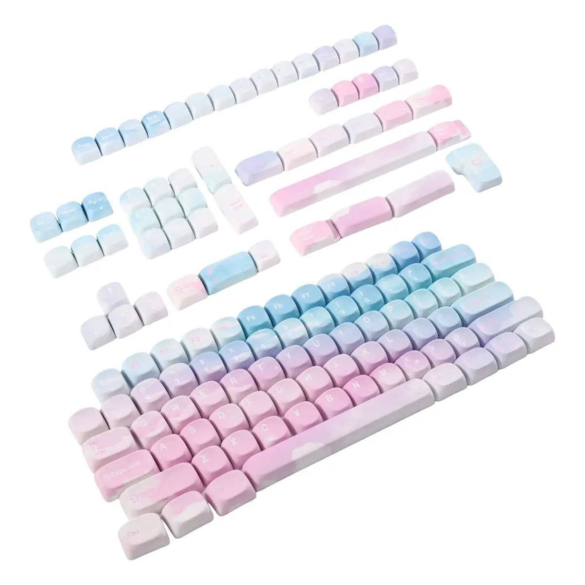 MOA PBT Keycaps Cute Ball Caps Split Space Keys for Mechanical Keyboard English Dream