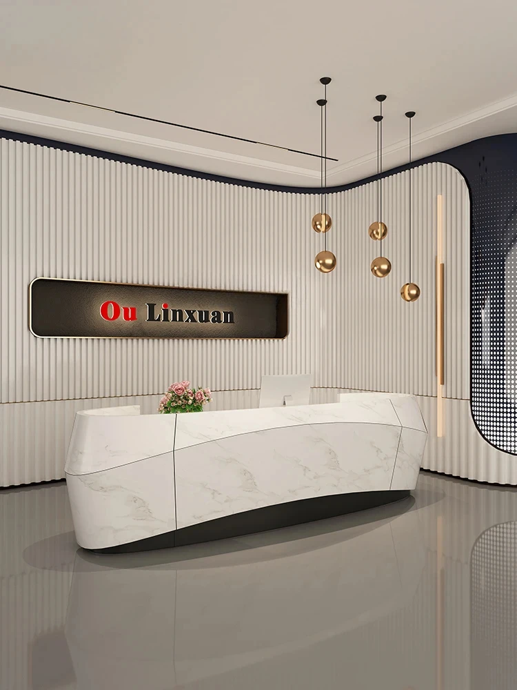 A  Beauty Salon Cashier Company Reception Desk Arc Bar Counter Agency Information Desk Reception Desk