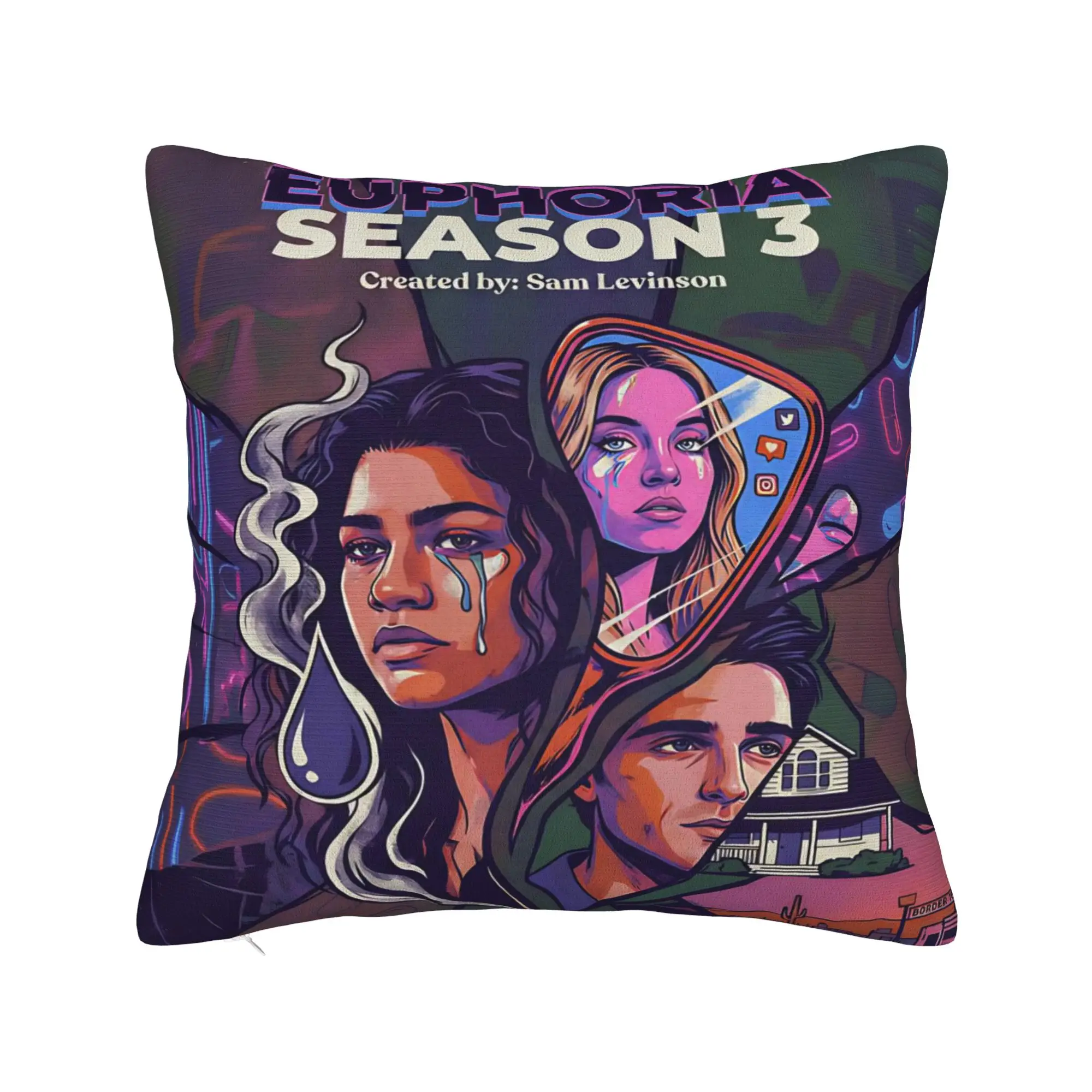 Taies d'oreiller décoratives Euphorias Season 3, housse de coussin décorative avec fermeture éclair, plusieurs tailles
