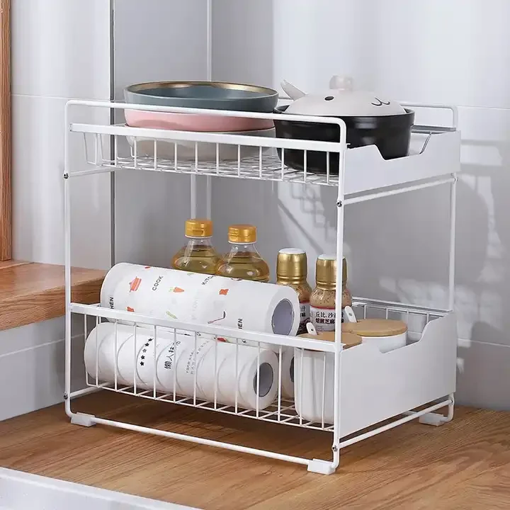 Metal Basket Under Shelf Storage Kitchen Pull Out Storage Black Sink Storage Baskets