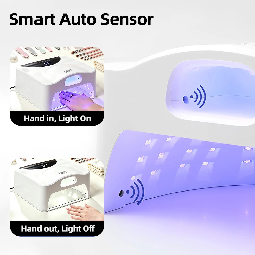 69 LEDs UV LED Nail Lamp 365nm+395nm Dual Light Fast Gel Curing Lamp with Thumb Zone Smart Sensor Nail Dryer for Home Salon view 3