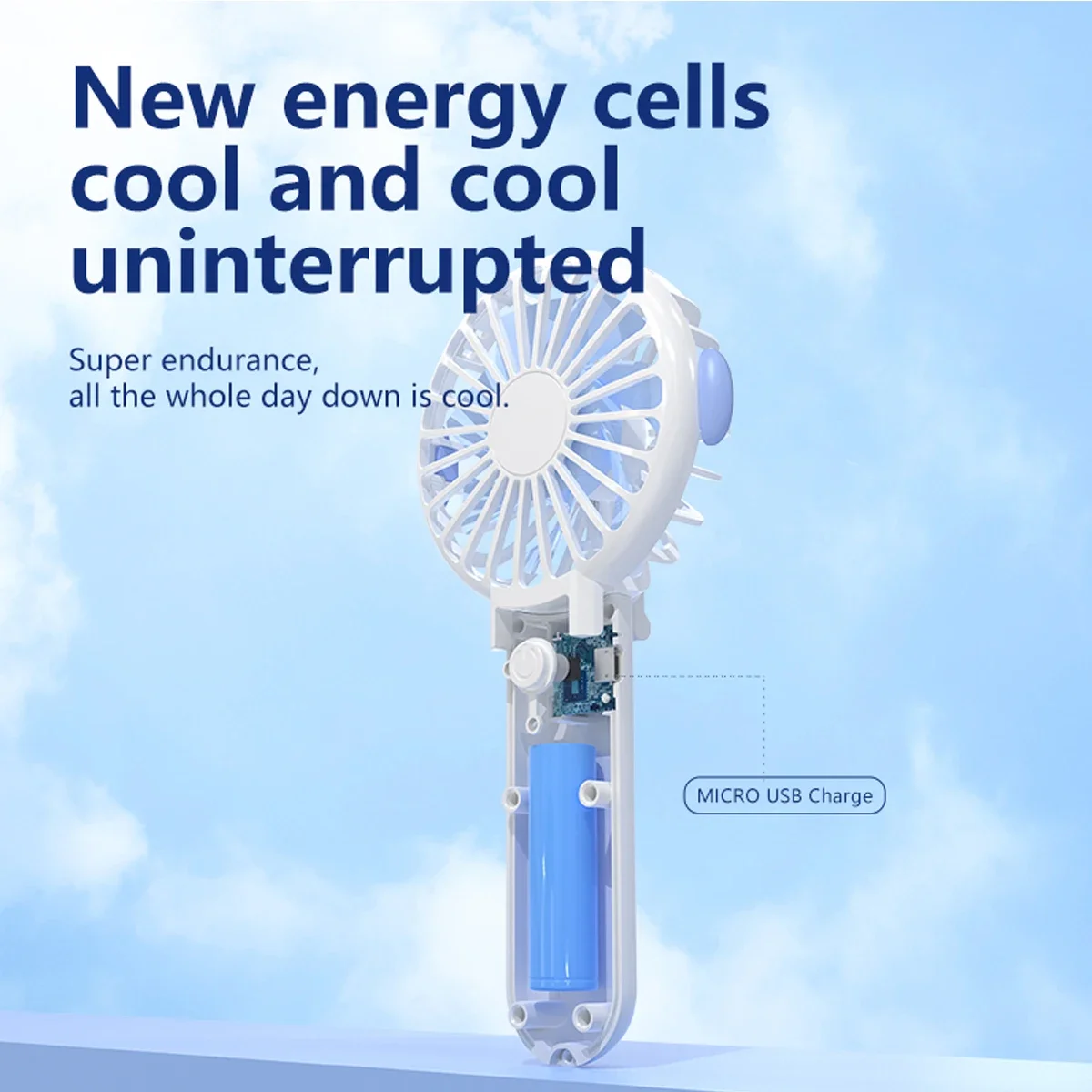 Miniventilador silencioso, recargable por USB, plegable, funciona con pilas, escritorio, horas de trabajo, oficina, dormitorio, viajes al aire libre