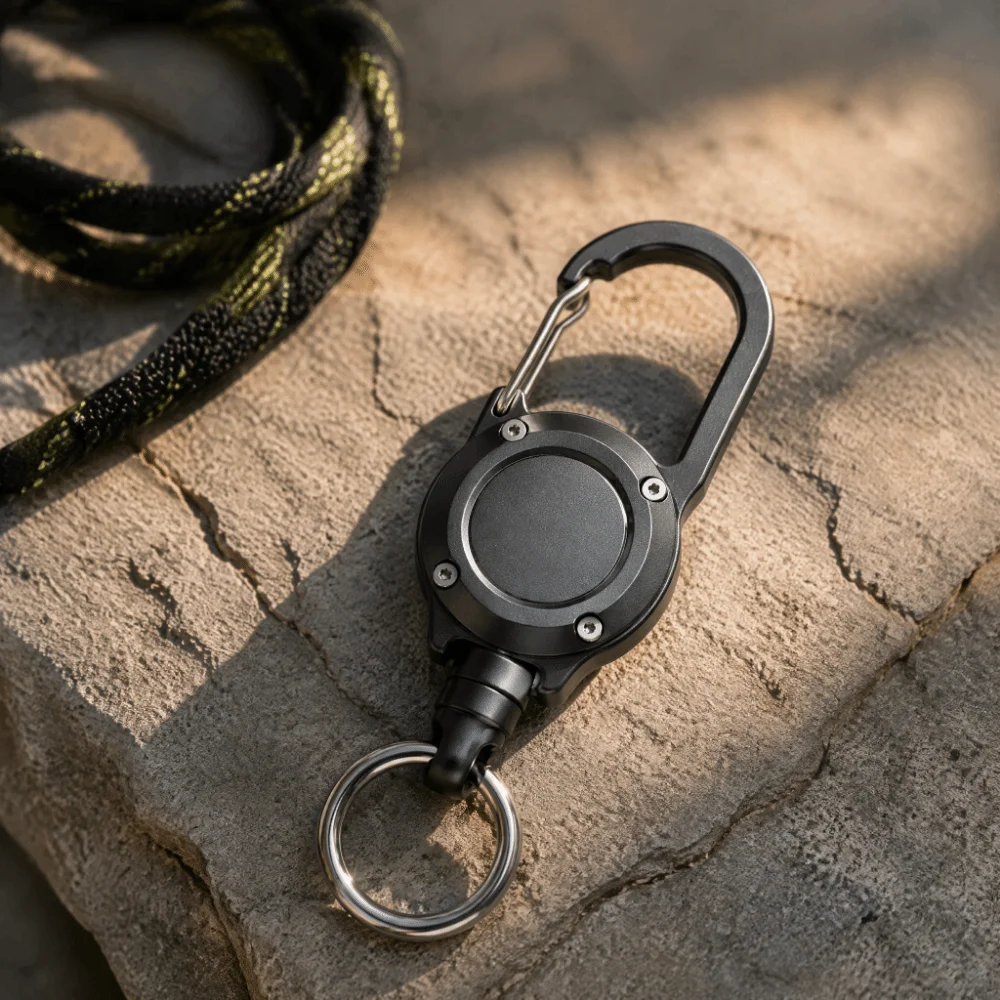 Aluminum Alloy Retractable Keychain Heavy Duty Steel Cable Retractable Key Holder Wire Rope Portable Retractable Key Chain