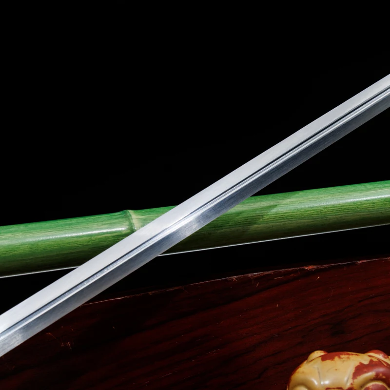 112cm Green Bamboo Walking Stick Sword High Manganese Steel Blade Sharp Real Full Tang Medieval Swords Dragon Samurai Katanas - view 3