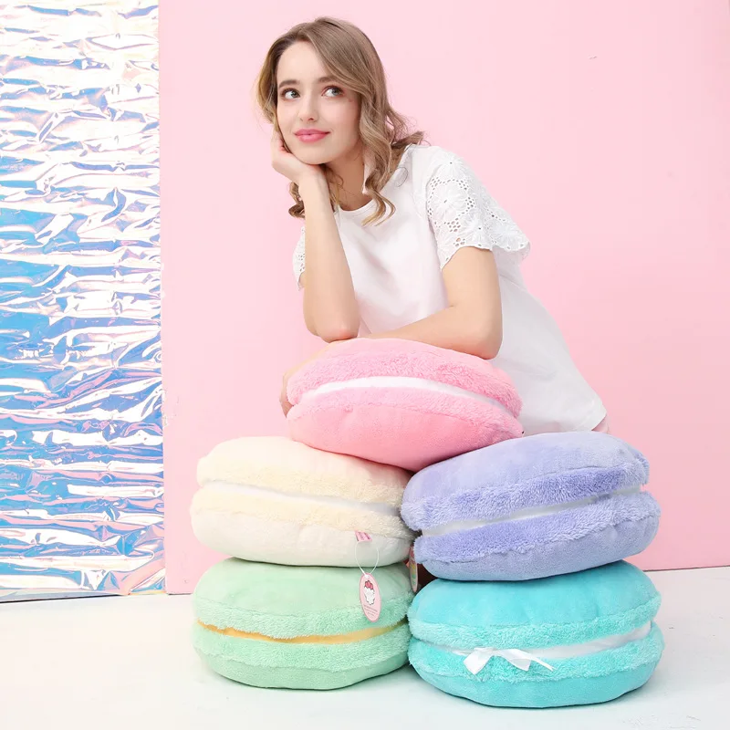 Pure Color French Macaron Round Cake Creative Plush Doll Pillow Cushion Gift With Core Home Decoration