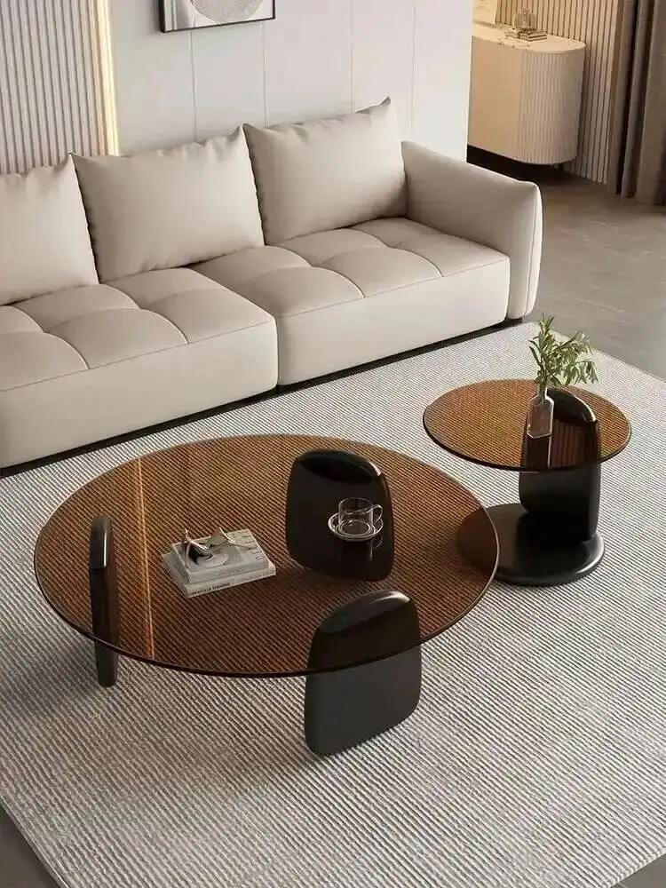 Tea Multi-colour Glass Size Set, Round Table, Table Coffee Table, High Temperature Resistance, Easy To Clean, Office Cafe Home
