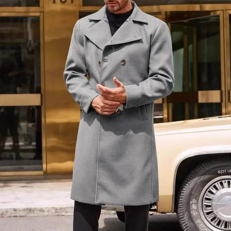 2025 New Men's Wool Long Lapel Double-Breasted Men Winter Coat Casual Fashion Comfortable Windbreak Customized High Quality