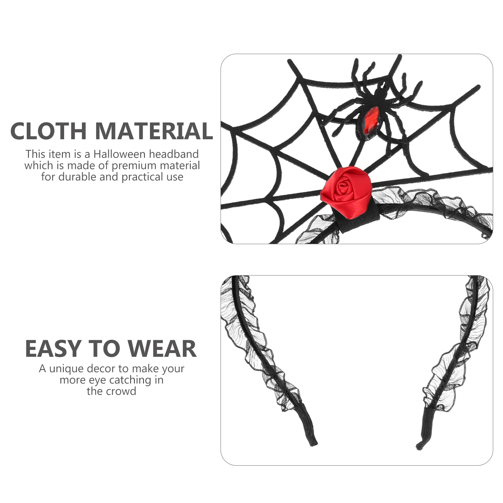 

3 Pcs Outdoor Lace Headband Man Spider Hair Hoops Accessories Fabric Cosplay Party Headbands
