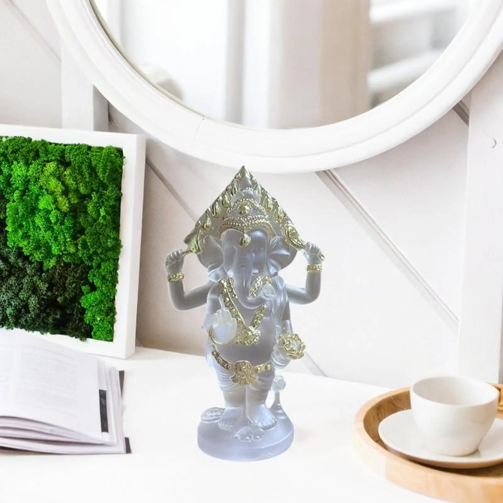 Ganesha Statue,Hindu Elephant God Buddha Desktop Lord Ganesh Figurine Sculpture for Meditation Car Living Room Indoor Outdoor