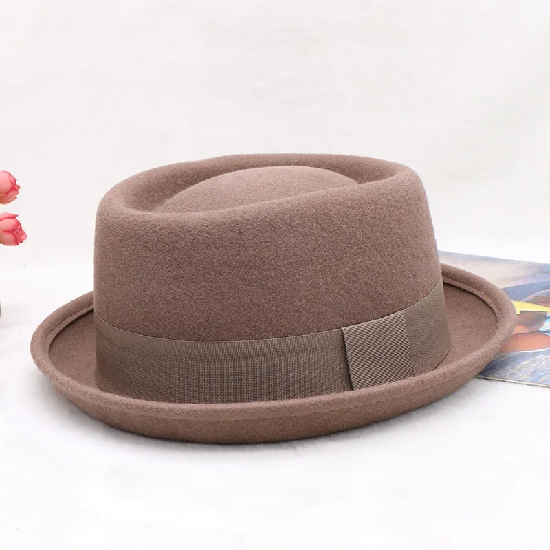 Korean Style Bestseller Wool Blend Fashion Folded Brim Hat, Unisex Small Dress Hat with Curved Brim Ring, Dropshipping