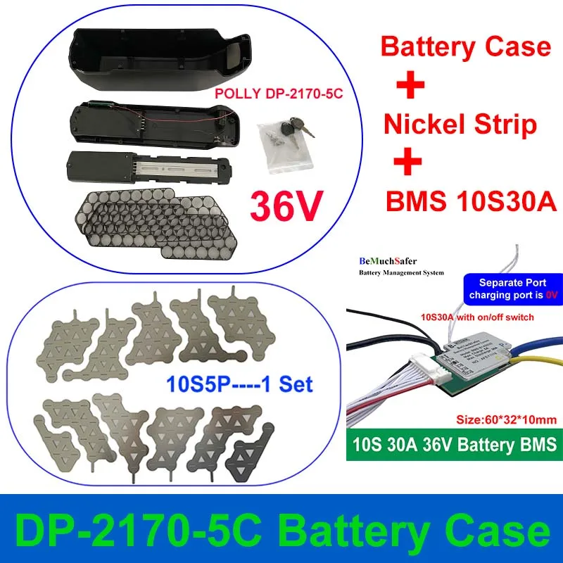 REENTION POLLY DP-2170-5C Battery Case Accessories 36V 48V Box Nickel Strip BMS 52PCS 21700 Cells for DIY DP-5C 21700 Battery