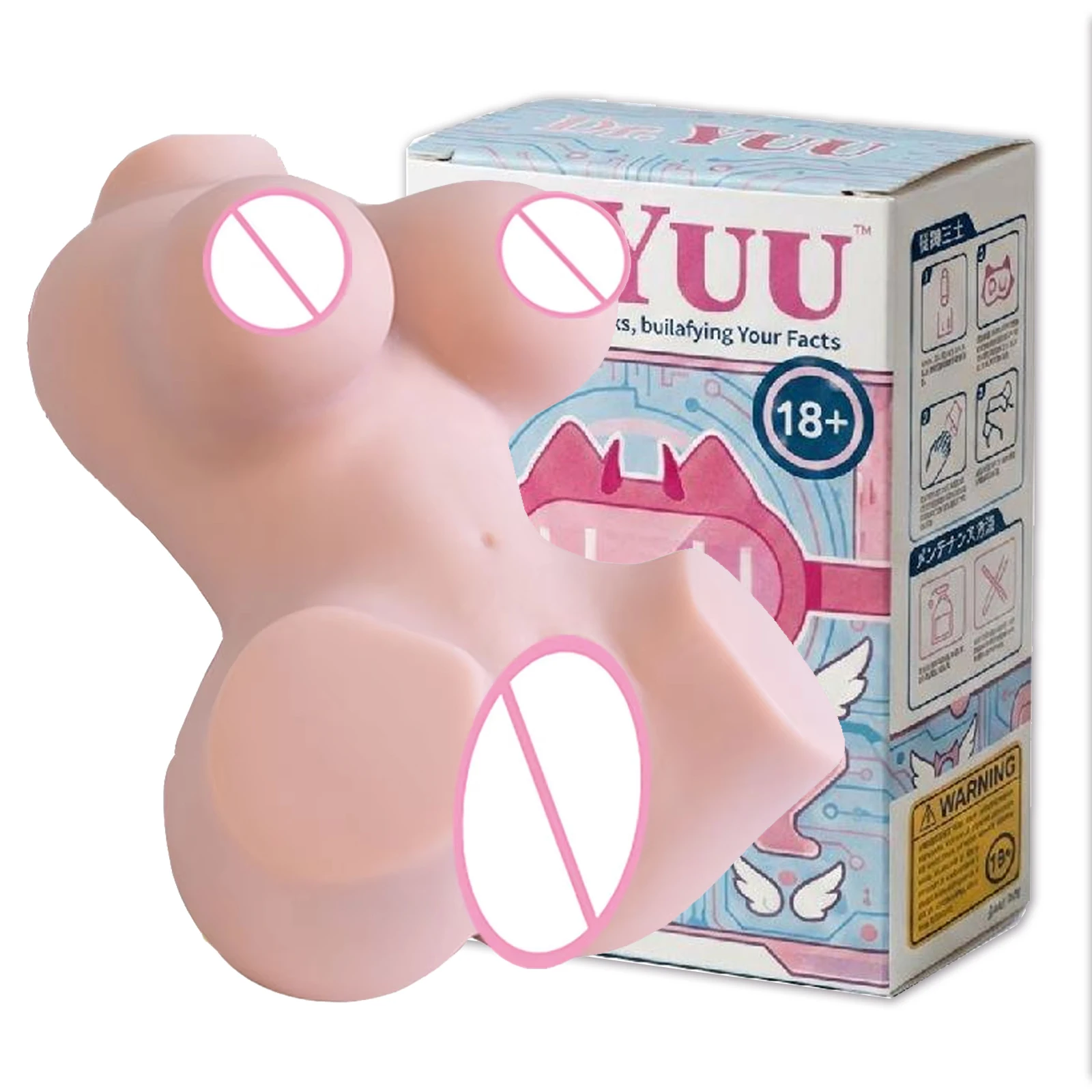 YUU Sex Doll Channel 18cm Male Masturbator Realistic Vagina Masturbators with Built-in Skeleton Soft Boobs Pocket Pussy Onaholes