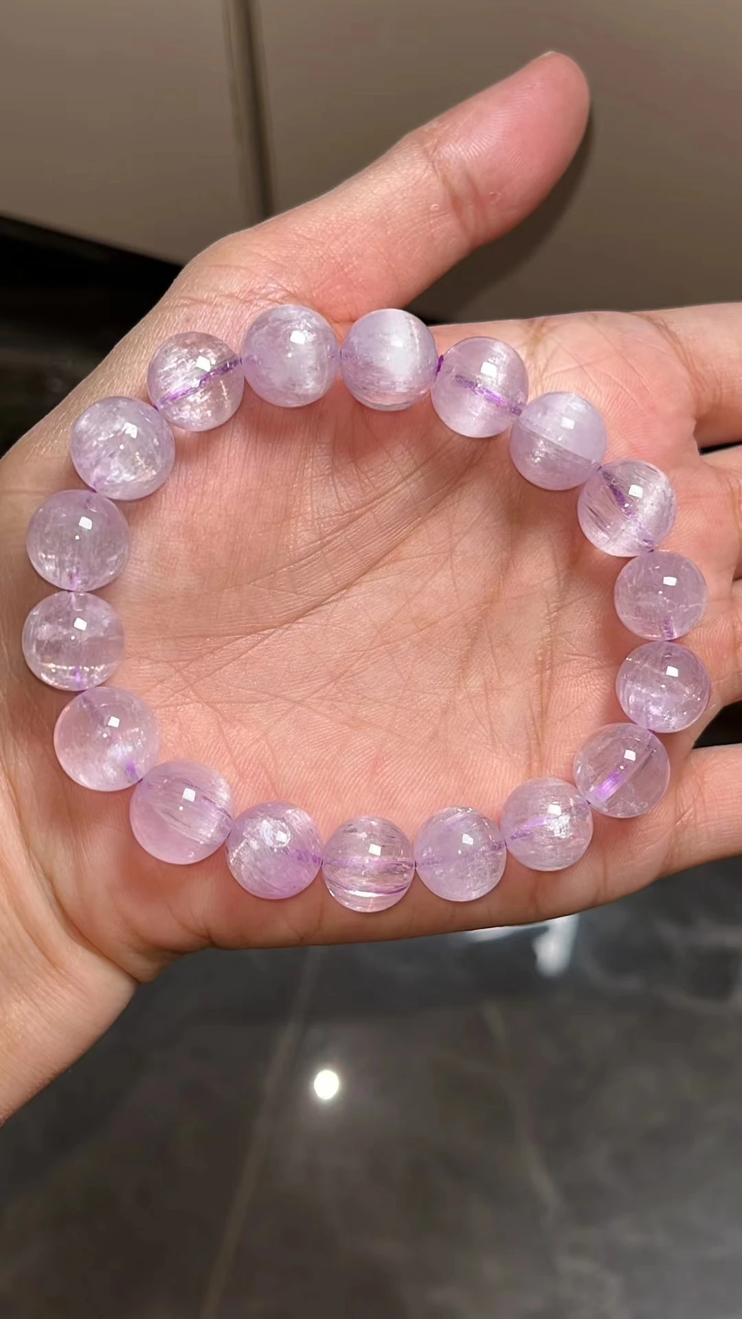 Natural Purple Kunzite Bracelet Cat Eye Round Beads 11mm Women Men Kunzite Fashion Bracelet Jewelry AAAAAA