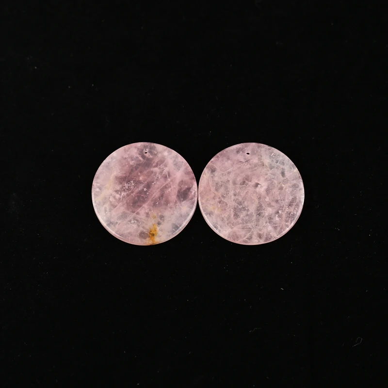 Natural Rose Quartz round Earrings Beads 30x3mm Fashion Jewelry Accessories 10.8g - Stylish Bead Earrings for Women