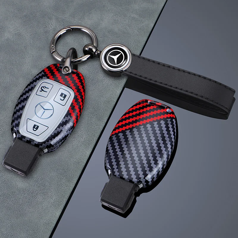 

New Carbon Fiber Car Key Case Cover Shell Auto Accessory For Mercedes Benz A B C S Class AMG GLA CLA GLC W176 W221 W204 W205