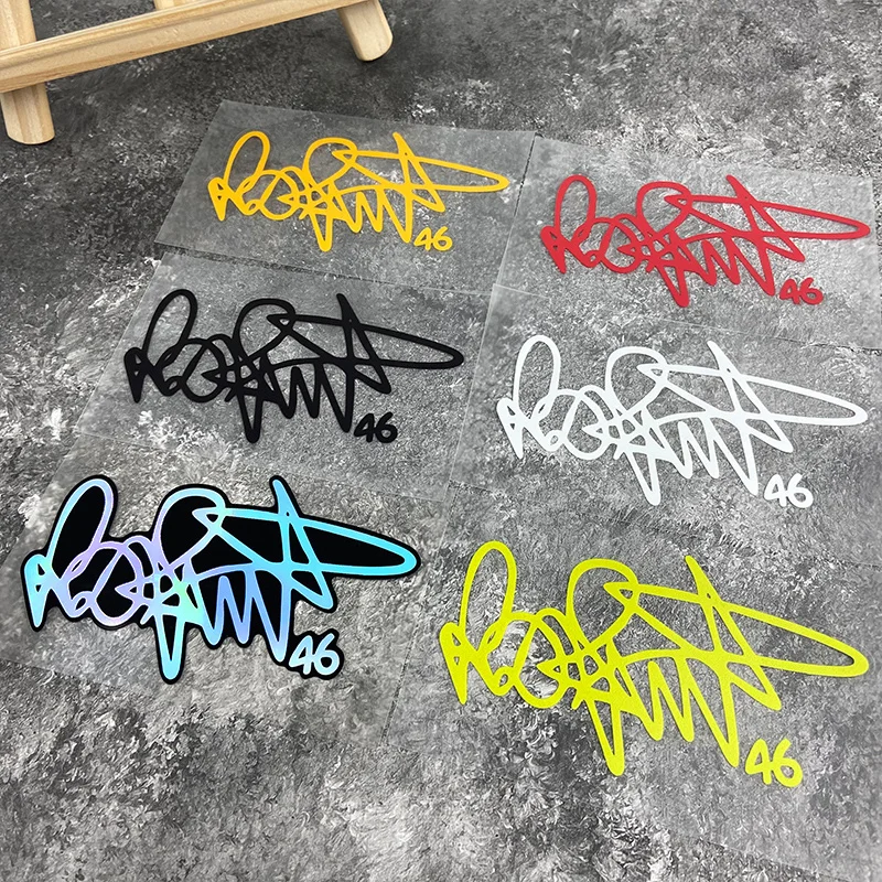 Paquete de pegatinas de firma Valentino Rossi 46, calcomanías de vinilo multicolores para cascos, portátiles, bicicletas, imprescindible para fanáticos de MotoGP, 1 ud.